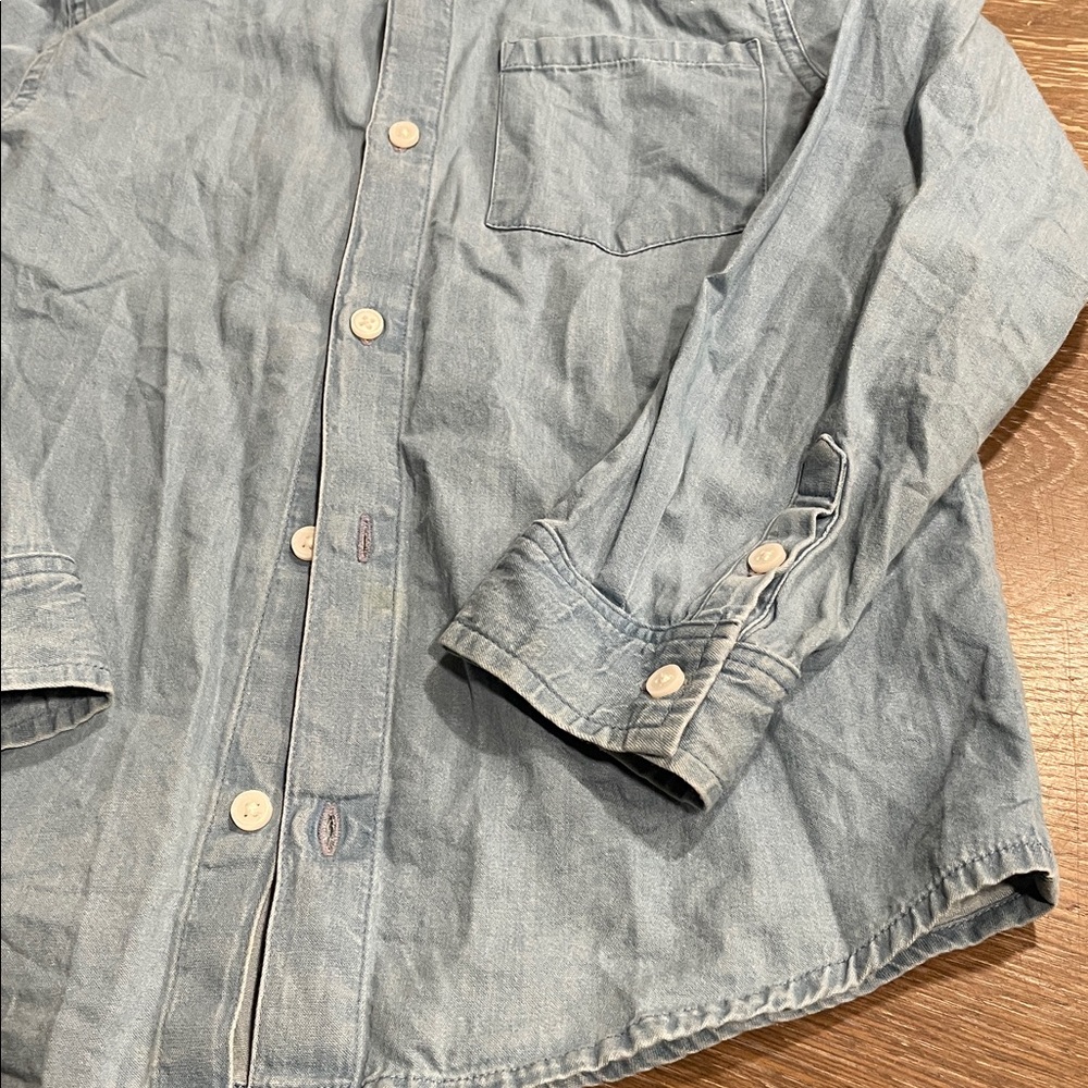 Button Down Shirt Epic Threads Long-Sleeve Cotton Blue Chambray Collar 7 Boys - Picture 3 of 5